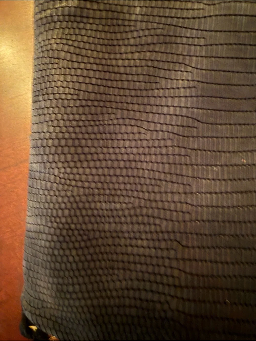 Henri Bendel Black Leather Lizard Embossed Black Fringed Crossbody Bag